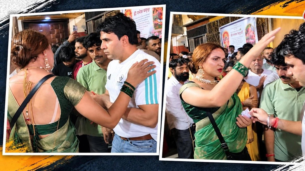 मंदिर के बाहर अफसर अनुज चौधरी को किन्नरों ने रोका